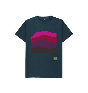 Denim Blue Four Mountains Kid's T-shirt - Red