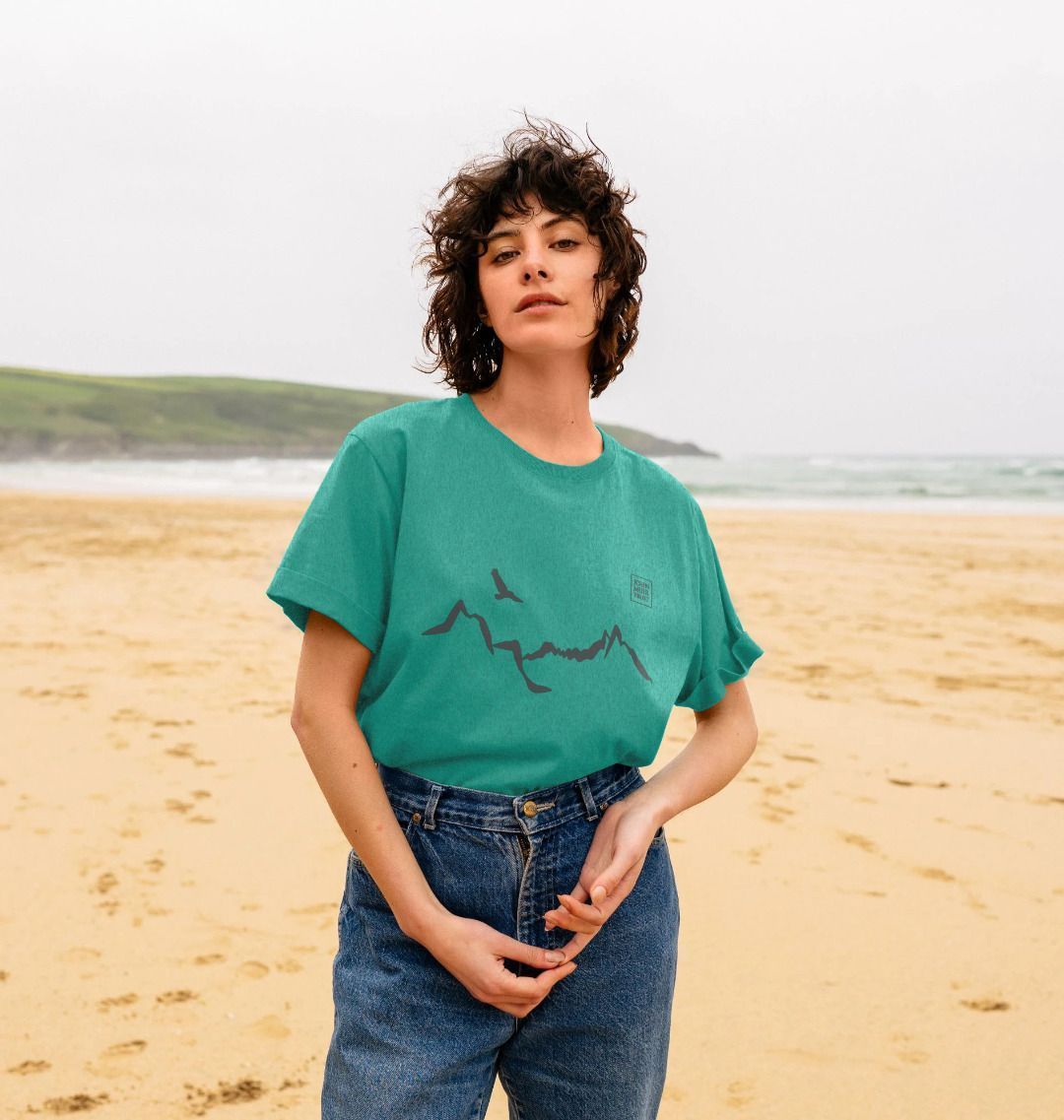 Seagrass Green Ladhar Bheinn Women's T-shirt (Granite Grey)