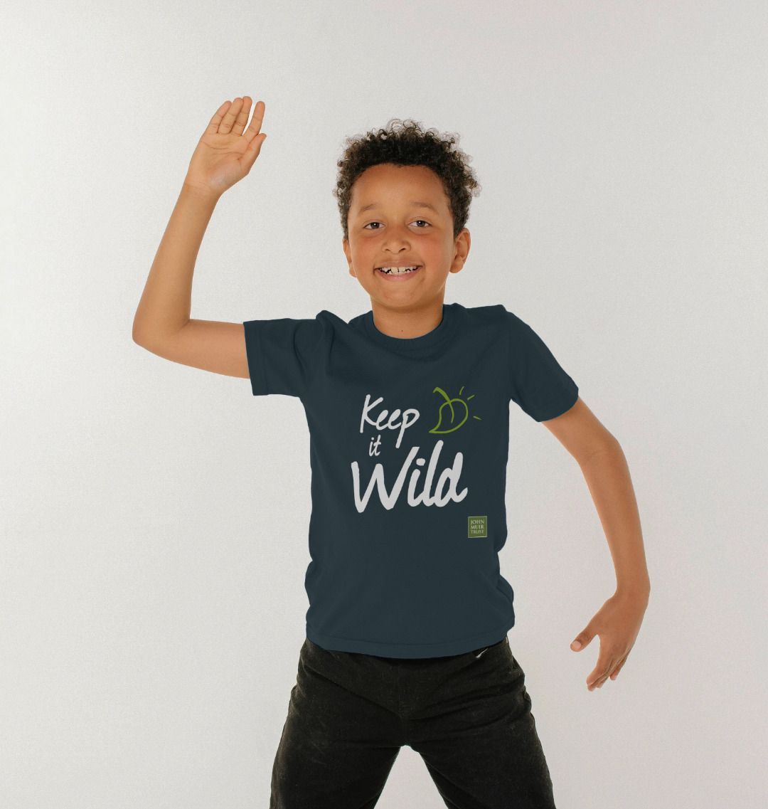 Denim Blue Keep it Wild Kid's T-shirt - Leaf