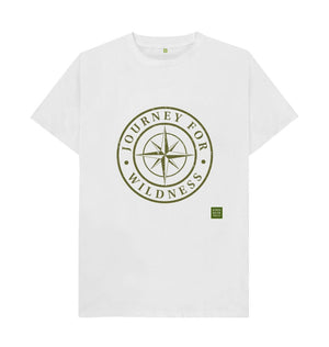 White Journey for Wildness T-shirt (Olive logo design)