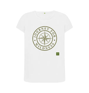White Journey for Wildness Women's T-shirt (Olive logo design)