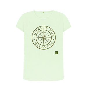 Pastel Green Journey for Wildness Women's T-shirt (Olive logo design)