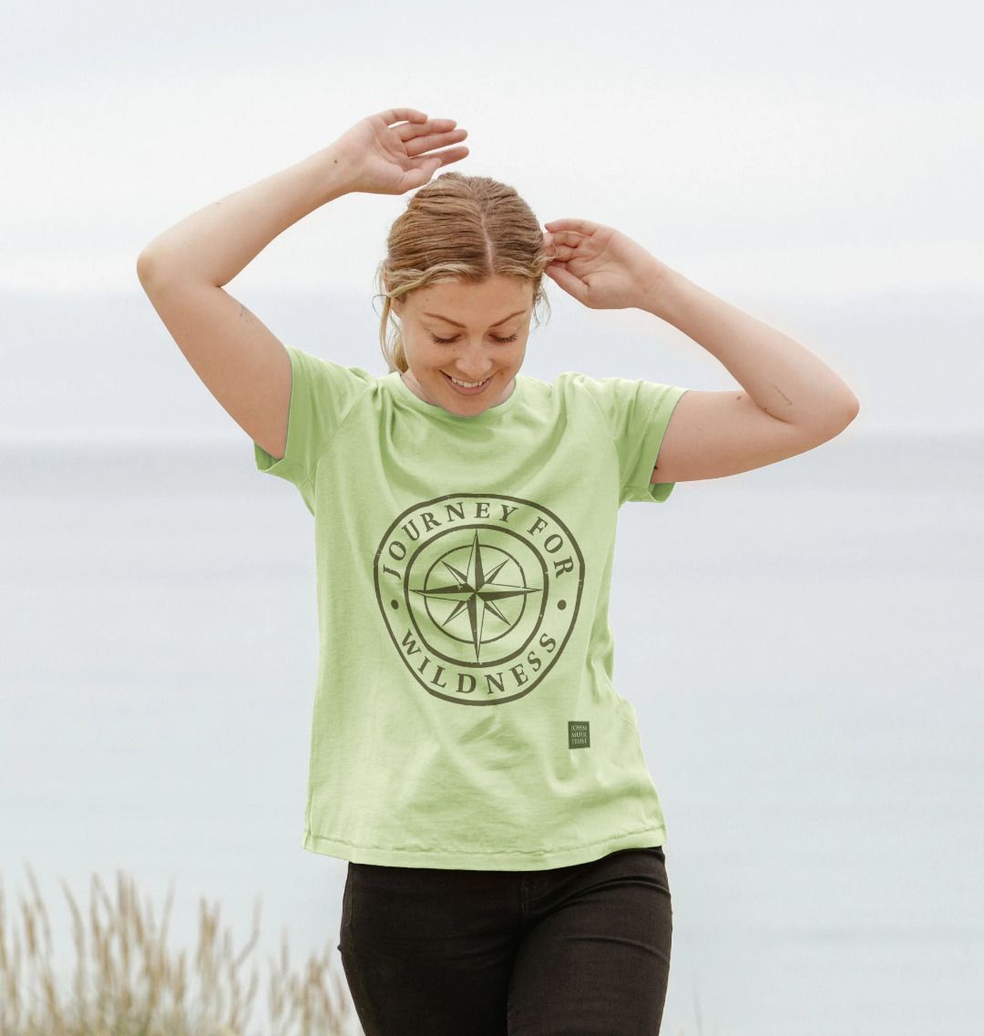 Athletic Grey Journey for Wildness Women's T-shirt (Olive logo design)