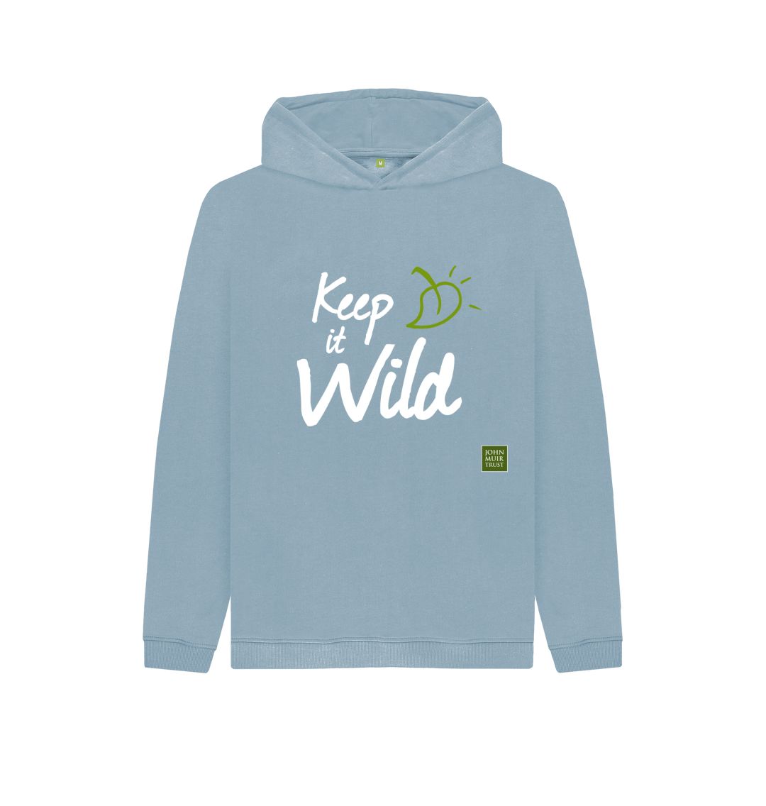 Stone Blue Keep it Wild Kid's Hoodie - Leaf