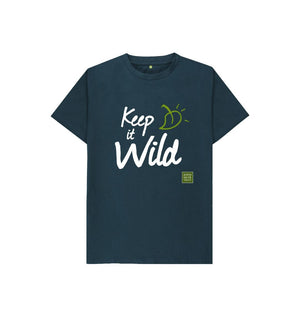 Denim Blue Keep it Wild Kid's T-shirt - Leaf