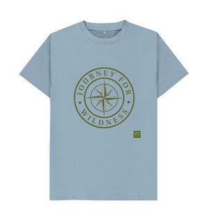 Stone Blue Journey for Wildness T-shirt (Olive logo design)